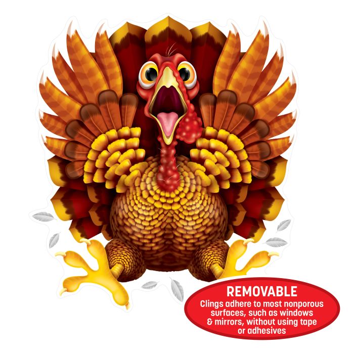 12 Pack Bulk Crazy Turkey Car Cling Thanksgiving Window Decoration - view 4