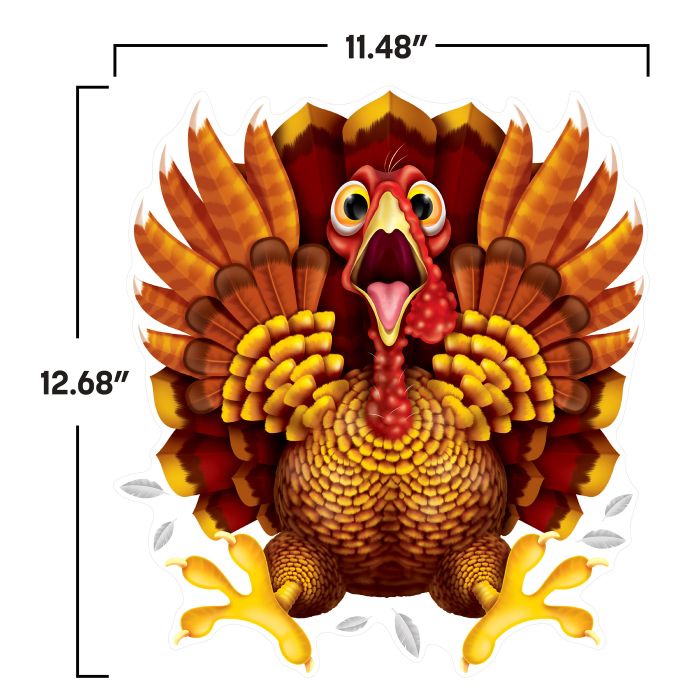 12 Pack Bulk Crazy Turkey Car Cling Thanksgiving Window Decoration - view 3