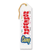 Homework Champ Award Ribbon - Bulk 6 Pack