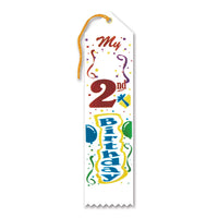 My 2nd Birthday Party Award Ribbon - Bulk 6 Pack