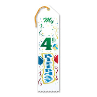 My 4th Birthday Party Award Ribbon - Bulk 6 Pack
