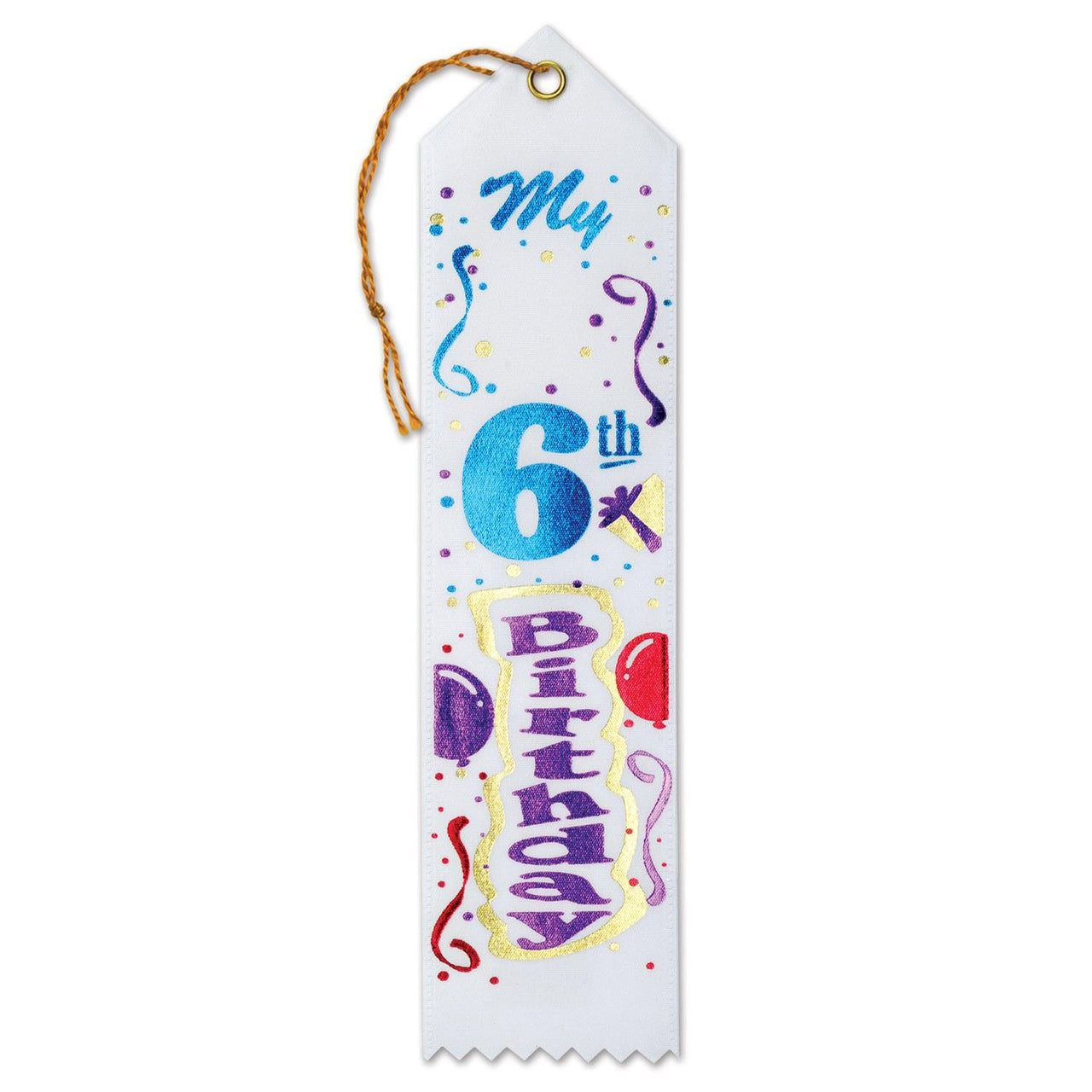 My 6th Birthday Party Award Ribbon - Bulk 6 Pack
