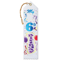 My 6th Birthday Party Award Ribbon - Bulk 6 Pack