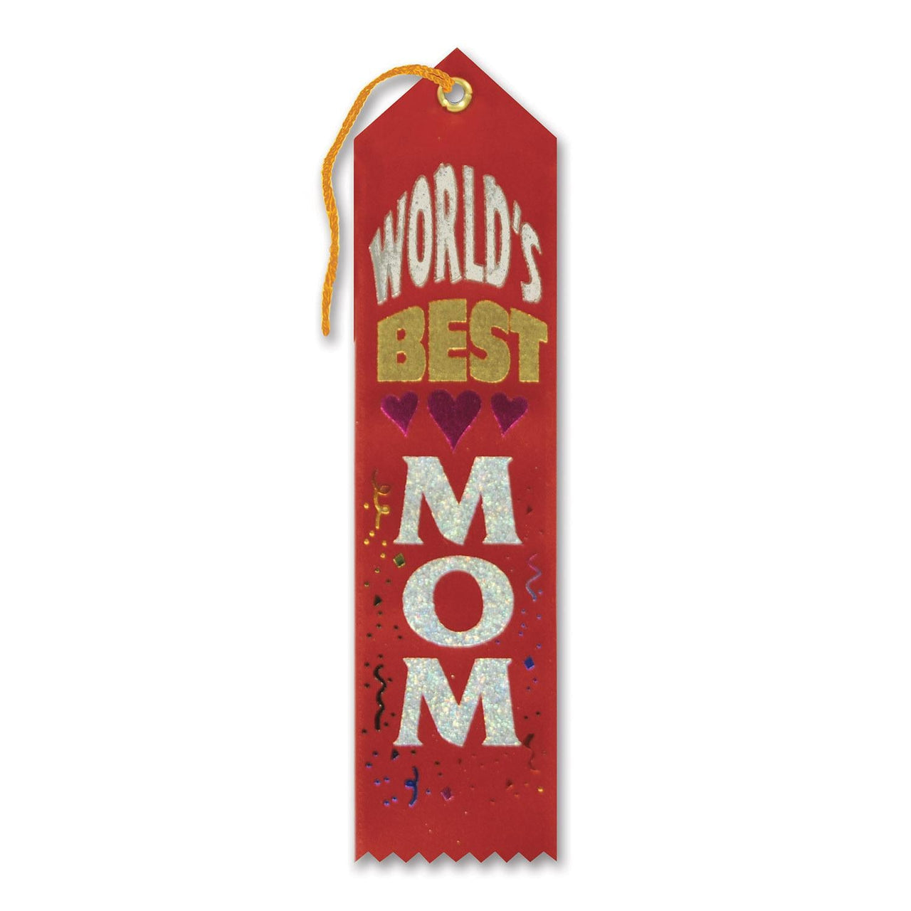 World's Best Mom Mother's Day Award Ribbon - red - Bulk 6 Pack