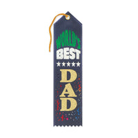 Father's Day World's Best Dad Award Ribbon - navy - Bulk 6 Pack