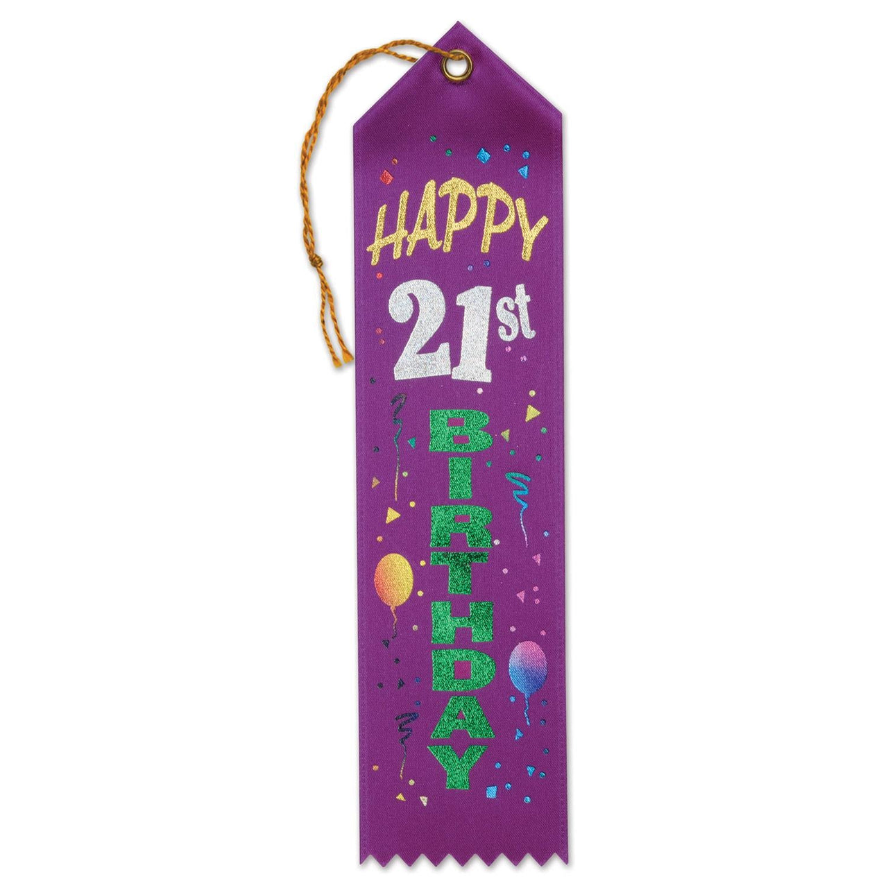 Happy 21st Birthday Award Ribbon - Bulk 6 Pack