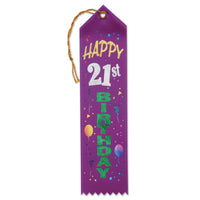Happy 21st Birthday Award Ribbon - Bulk 6 Pack