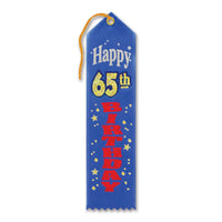 Happy 65th Birthday Award Ribbon - Bulk 6 Pack