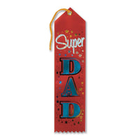 Father's Day Super Dad Award Ribbon - red - Bulk 6 Pack