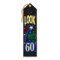 Look Who's 60 Award Ribbon - Bulk 6 Pack