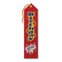 Birthday Star Award Ribbon - Bulk 6 Pack