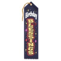 Navy Birthday Blessings Ribbon - Bulk 6 Pack