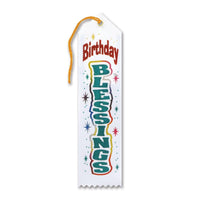 White Birthday Blessings Ribbon - Bulk 6 Pack