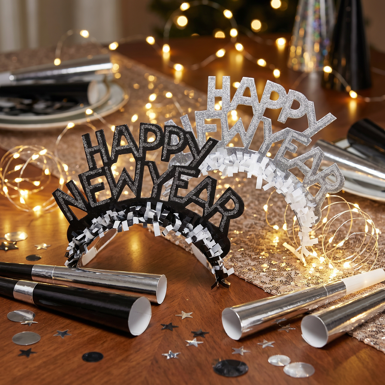 New Year's Eve Decor Tiara Black Silver Party Hat