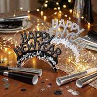 New Year's Eve Decor Tiara Black Silver Party Hat