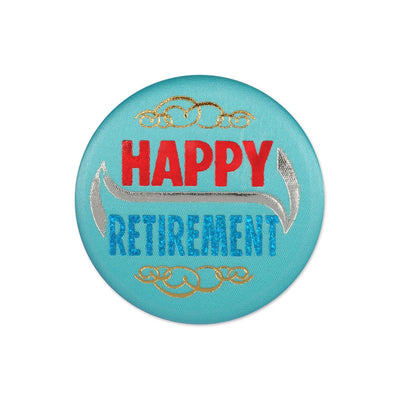 Happy Retirement Satin Button - Bulk 6 Pack