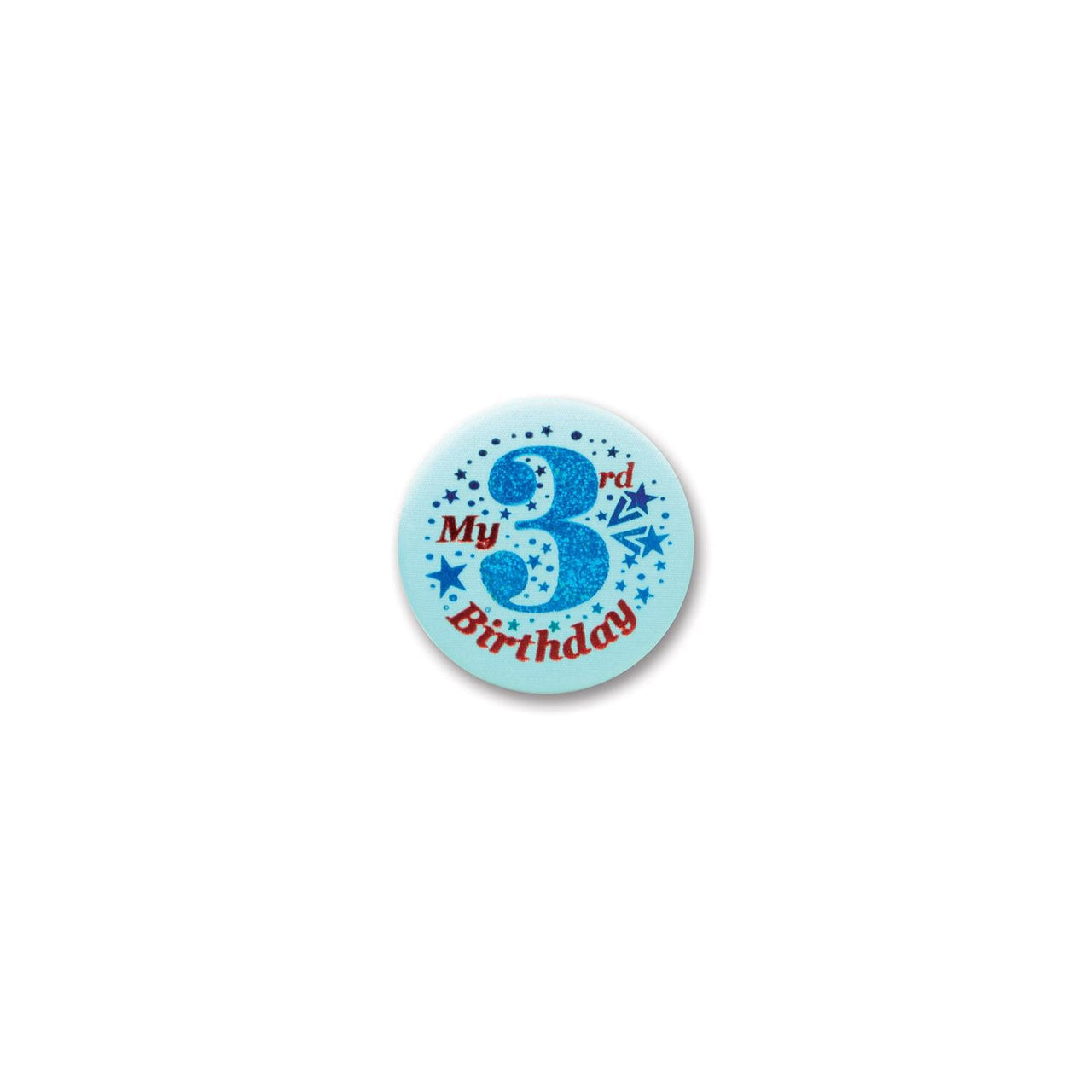 My 3rd Birthday Satin Button - blue - Bulk 6 Pack