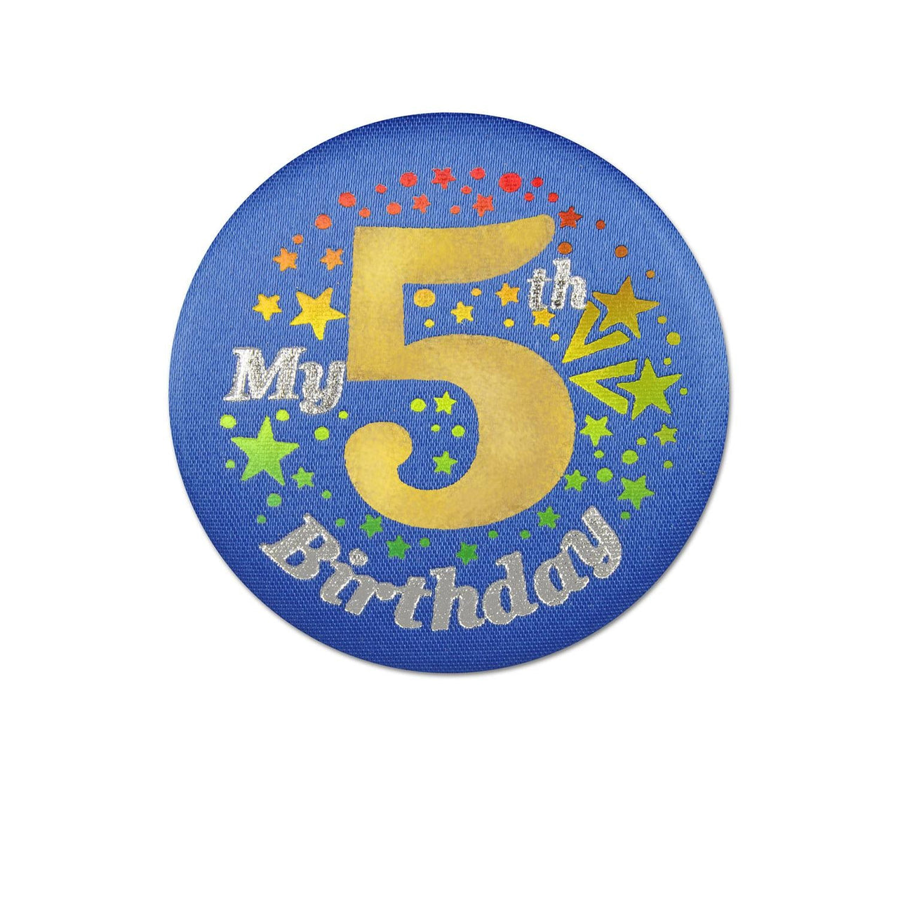 My 5th Birthday Satin Button - blue - Bulk 6 Pack