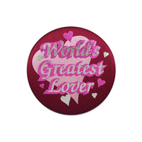 Valentine's Day World's Greatest Lover Satin Button - Bulk 6 Pack