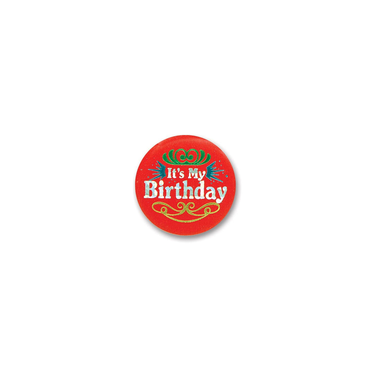 Red It's My Birthday Satin Button - Bulk 6 Pack
