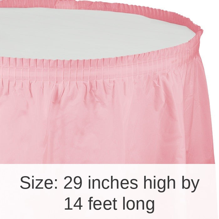 6/Case Bulk Classic Pink Plastic Tableskirt 29 inch x 14 ft