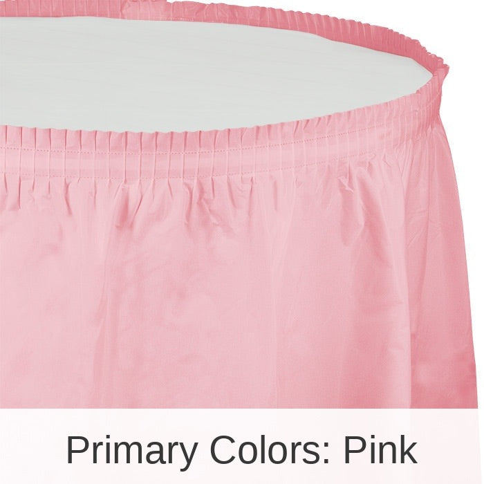 6/Case Bulk Classic Pink Plastic Tableskirt 29 inch x 14 ft
