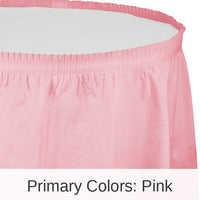 6/Case Bulk Classic Pink Plastic Tableskirt 29 inch x 14 ft
