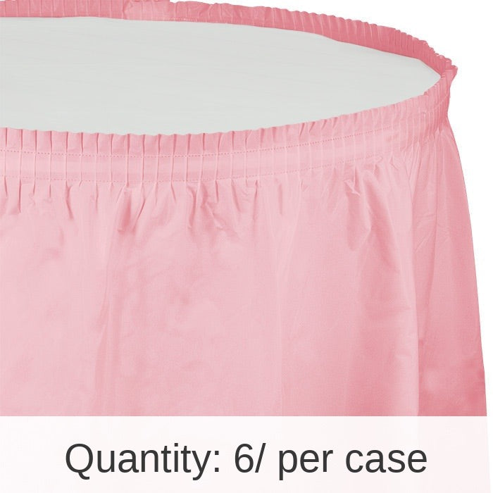 6/Case Bulk Classic Pink Plastic Tableskirt 29 inch x 14 ft