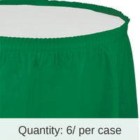 6/Case Bulk Emerald Green Plastic Tableskirt 29 inch x 14 ft