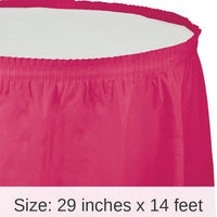 6/Case Bulk Hot Magenta Plastic Tableskirt 29 inch x 14 ft