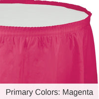 6/Case Bulk Hot Magenta Plastic Tableskirt 29 inch x 14 ft