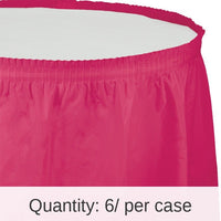 6/Case Bulk Hot Magenta Plastic Tableskirt 29 inch x 14 ft