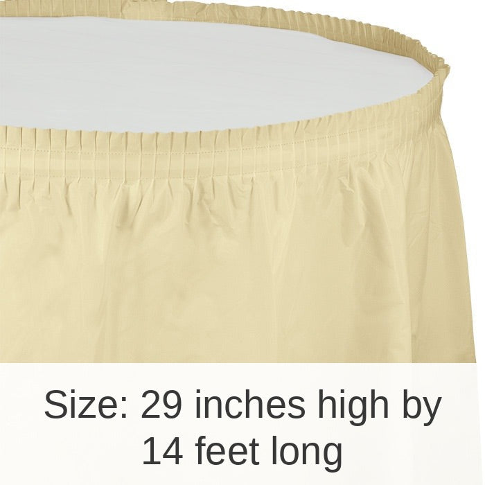 6/Case Bulk Ivory Plastic Tableskirt 29 inch x 14 ft