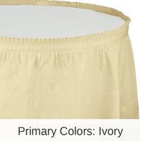 6/Case Bulk Ivory Plastic Tableskirt 29 inch x 14 ft