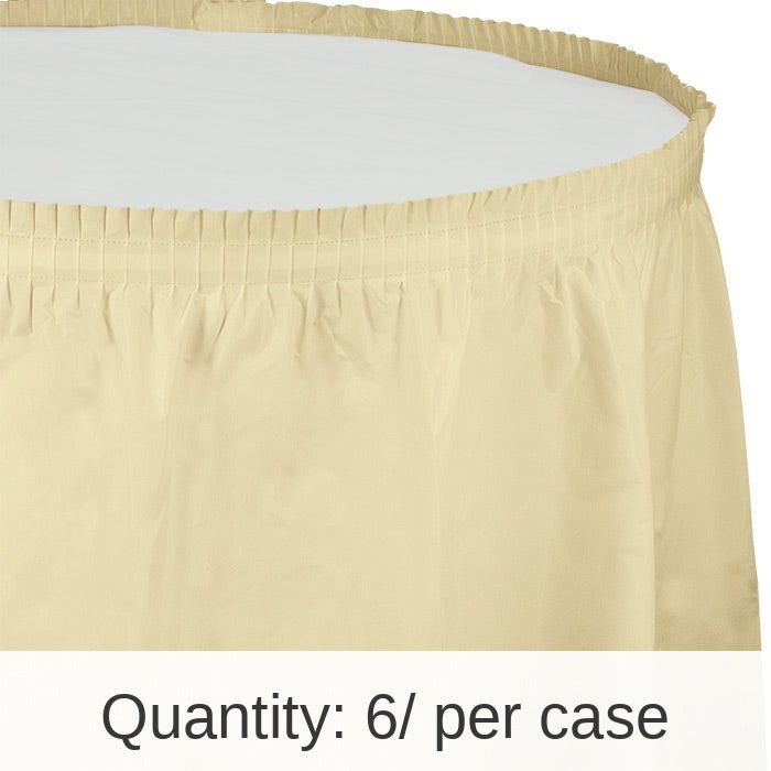 6/Case Bulk Ivory Plastic Tableskirt 29 inch x 14 ft