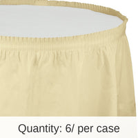 6/Case Bulk Ivory Plastic Tableskirt 29 inch x 14 ft
