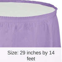 6/Case Bulk Luscious Lavender Plastic Tableskirt 29 inch x 14 ft