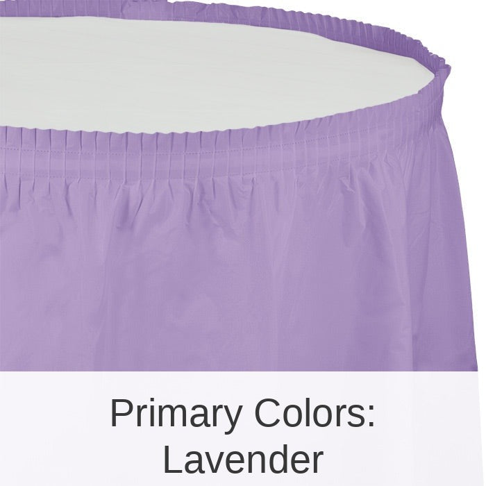 6/Case Bulk Luscious Lavender Plastic Tableskirt 29 inch x 14 ft