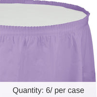 6/Case Bulk Luscious Lavender Plastic Tableskirt 29 inch x 14 ft