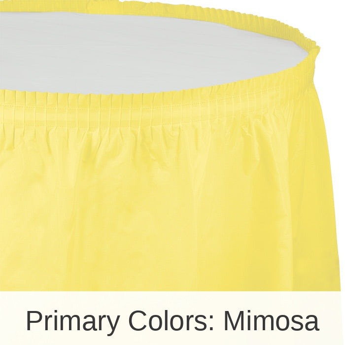 6/Case Bulk Mimosa Plastic Tableskirt 29 inch x 14 ft