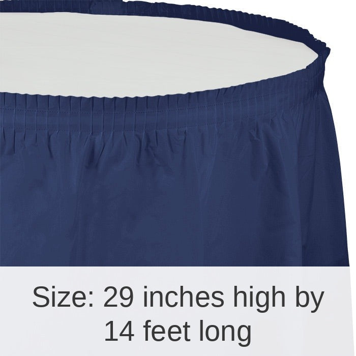 6/Case Bulk Navy Plastic Tableskirt 29 inch x 14 ft
