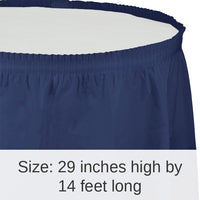 6/Case Bulk Navy Plastic Tableskirt 29 inch x 14 ft