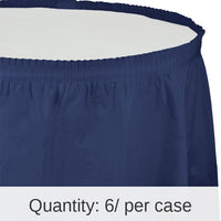 6/Case Bulk Navy Plastic Tableskirt 29 inch x 14 ft