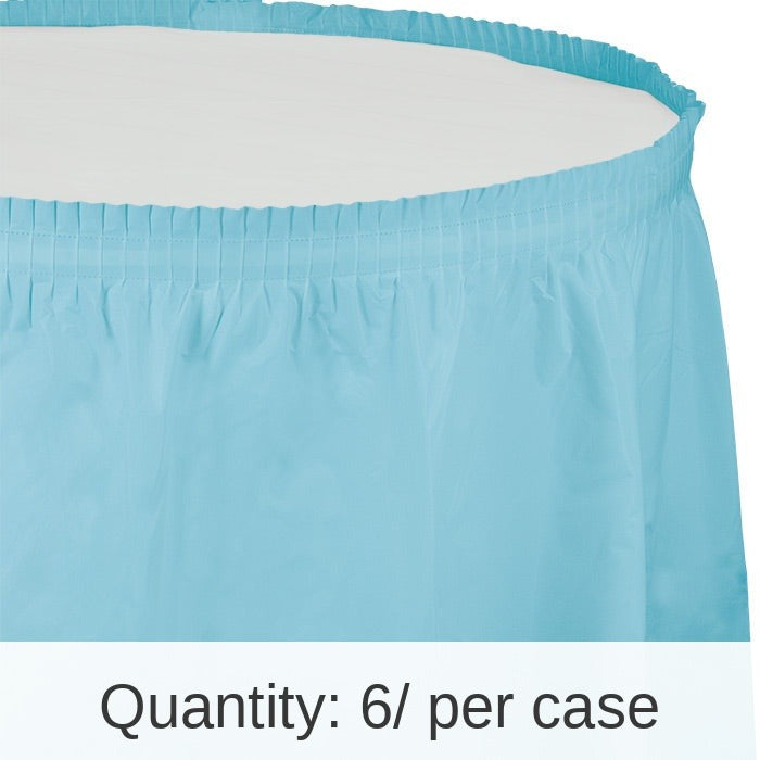 6/Case Bulk Pastel Blue Plastic Tableskirt 29 inch x 14 ft
