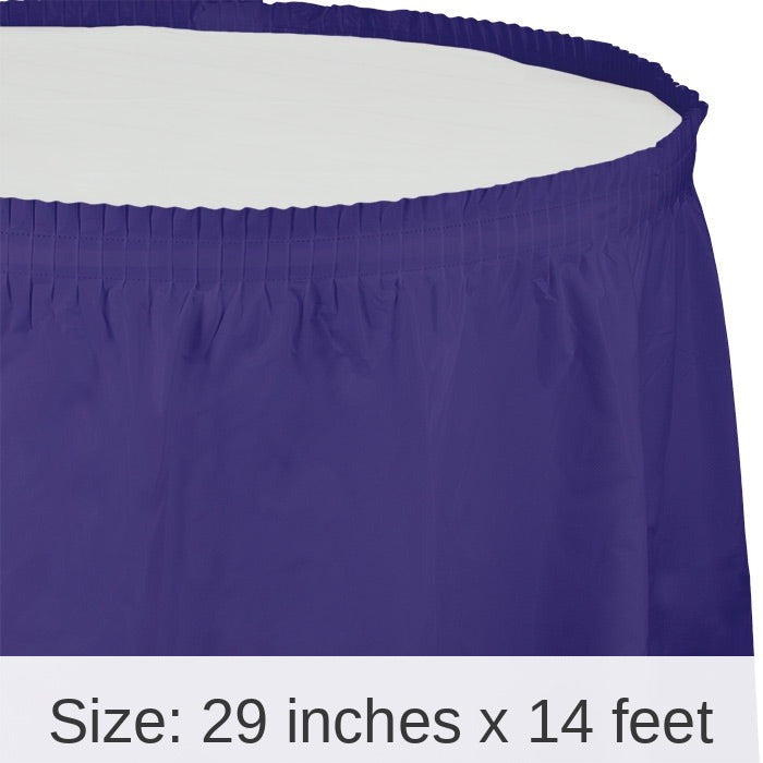6/Case Bulk Purple Plastic Tableskirt 29 inch x 14 ft