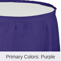 6/Case Bulk Purple Plastic Tableskirt 29 inch x 14 ft