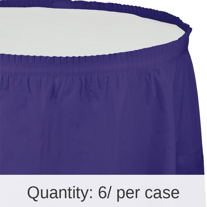 6/Case Bulk Purple Plastic Tableskirt 29 inch x 14 ft