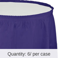 6/Case Bulk Purple Plastic Tableskirt 29 inch x 14 ft