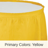 6/Case Bulk School Bus Yellow Plastic Tableskirt 29 inch x 14 ft