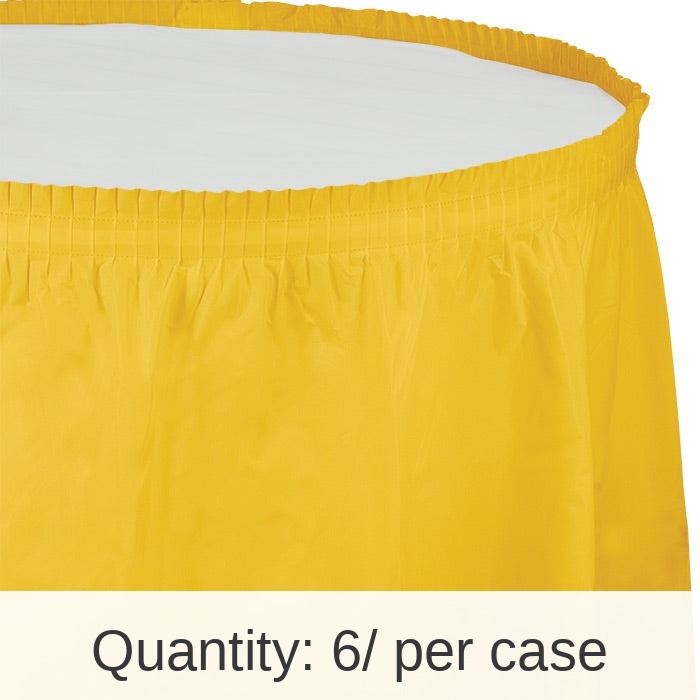 6/Case Bulk School Bus Yellow Plastic Tableskirt 29 inch x 14 ft